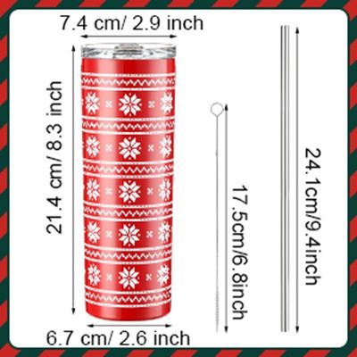 Natal 20oz Slimny cerveja tumbler isolado de aço inoxidável tumbler copos com palha