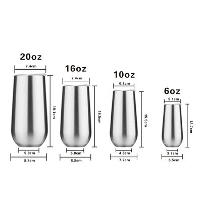 Em estoque 6oz Flautas de champanhe sem caule Tumbler 10oz Crianças Sublimação caneca de café Vacuum isolado copos