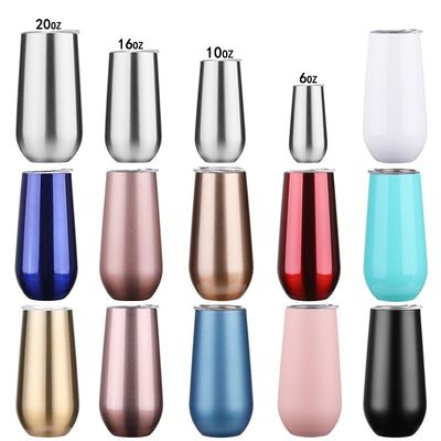 Em estoque 6oz Flautas de champanhe sem caule Tumbler 10oz Crianças Sublimação caneca de café Vacuum isolado copos